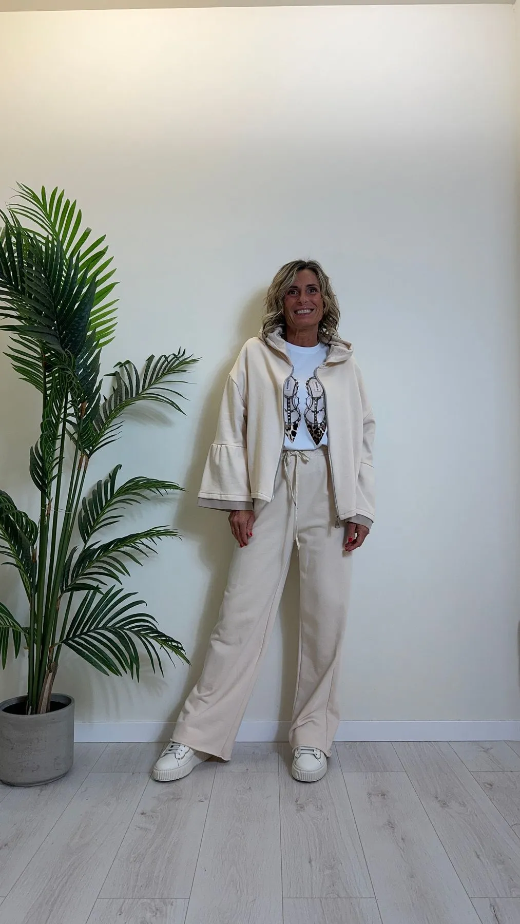 DAFNE - 1406P21 - PANTALONE FELPA GARZATA DI COTONE CON COULISSE CORDA LAME'