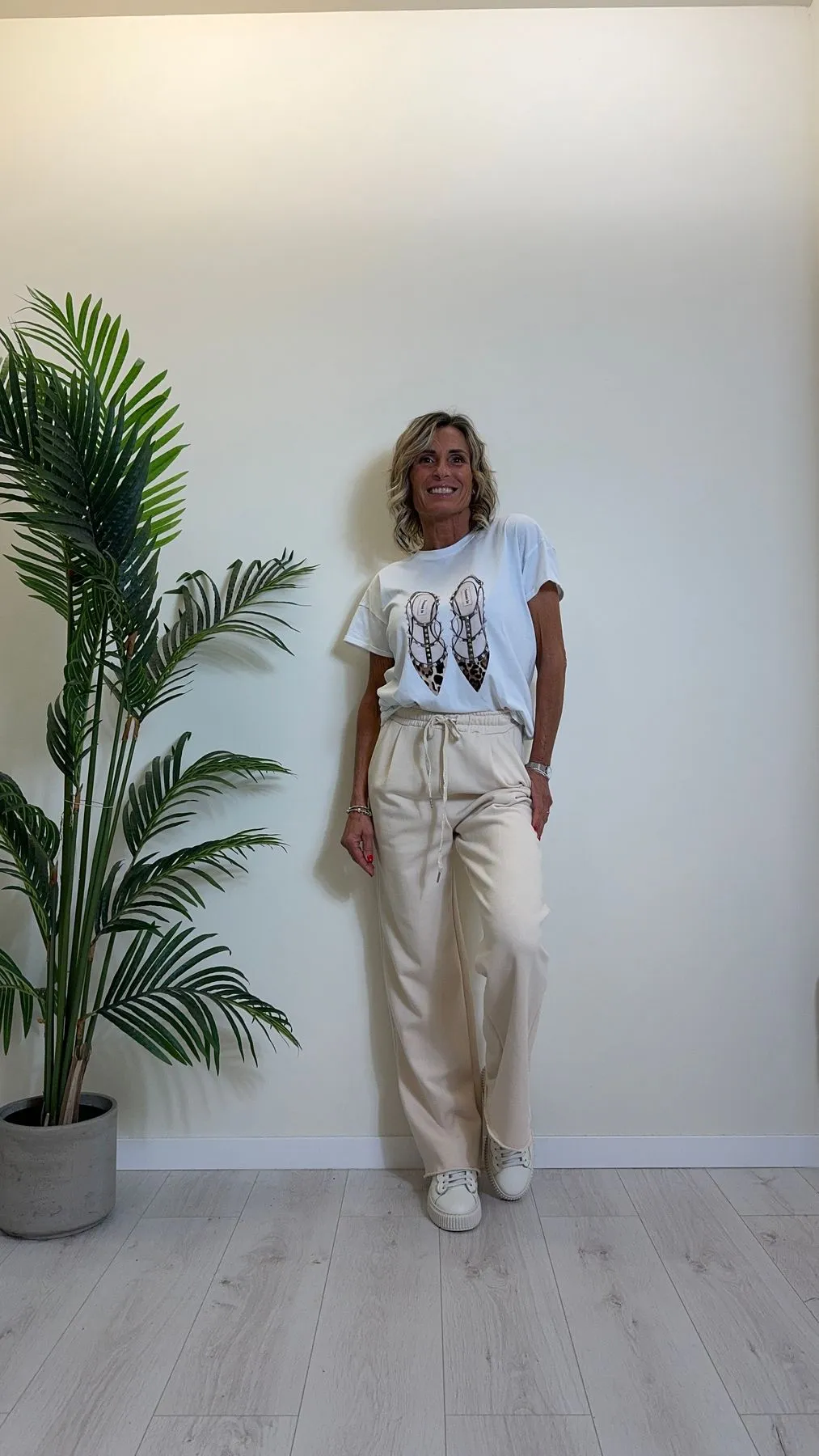 DAFNE - 1406P21 - PANTALONE FELPA GARZATA DI COTONE CON COULISSE CORDA LAME'