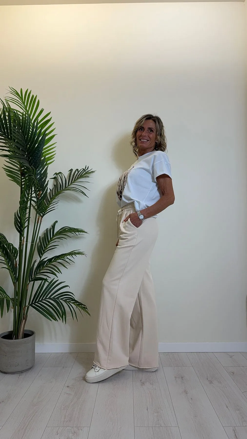 DAFNE - 1406P21 - PANTALONE FELPA GARZATA DI COTONE CON COULISSE CORDA LAME'