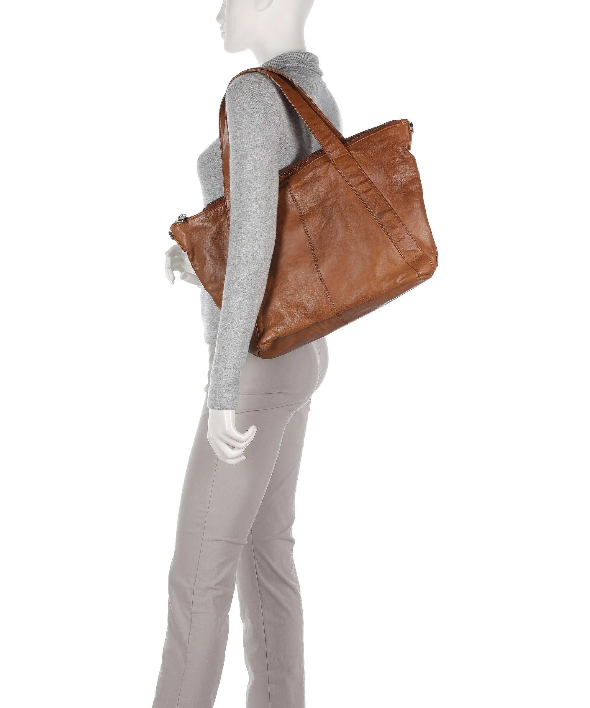  Depeche Power Field Borsa shopper pelle di pecora marrone  