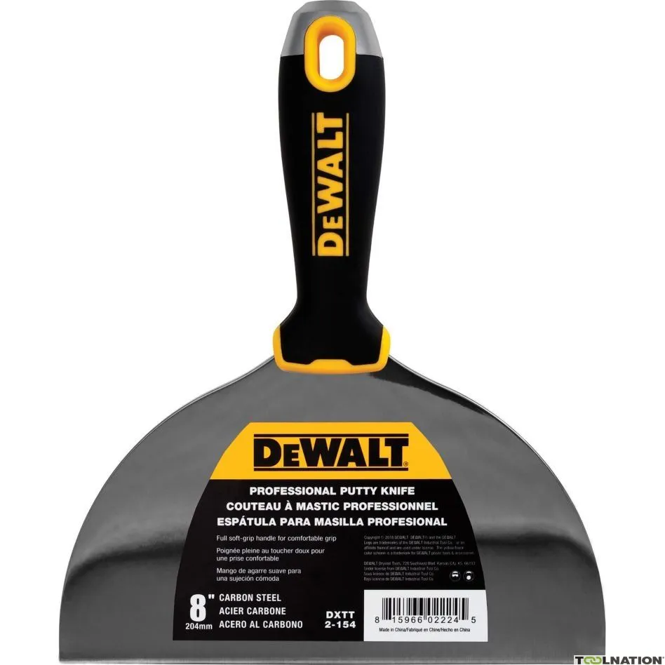 DeWalt Accessori 2-154 Coltello da riempimento in acciaio al carbonio resistente agli urti con impugnatura morbida 204 mm
