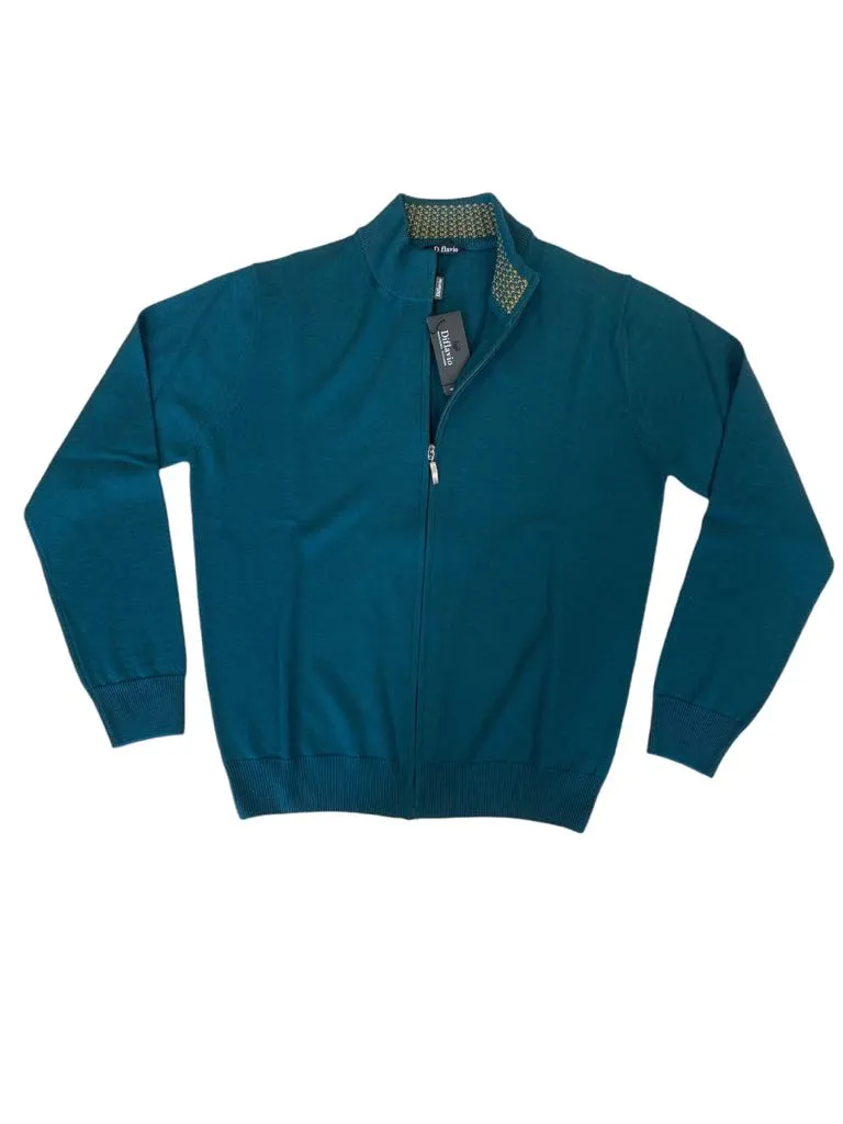 DI FLAVIO cardigan uomo full zip lana merinos A11C