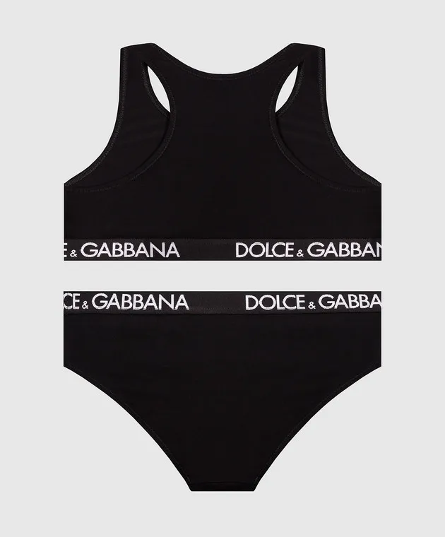 Dolce&Gabbana Set top nero e mutandine per bambini L5J713FUGNE