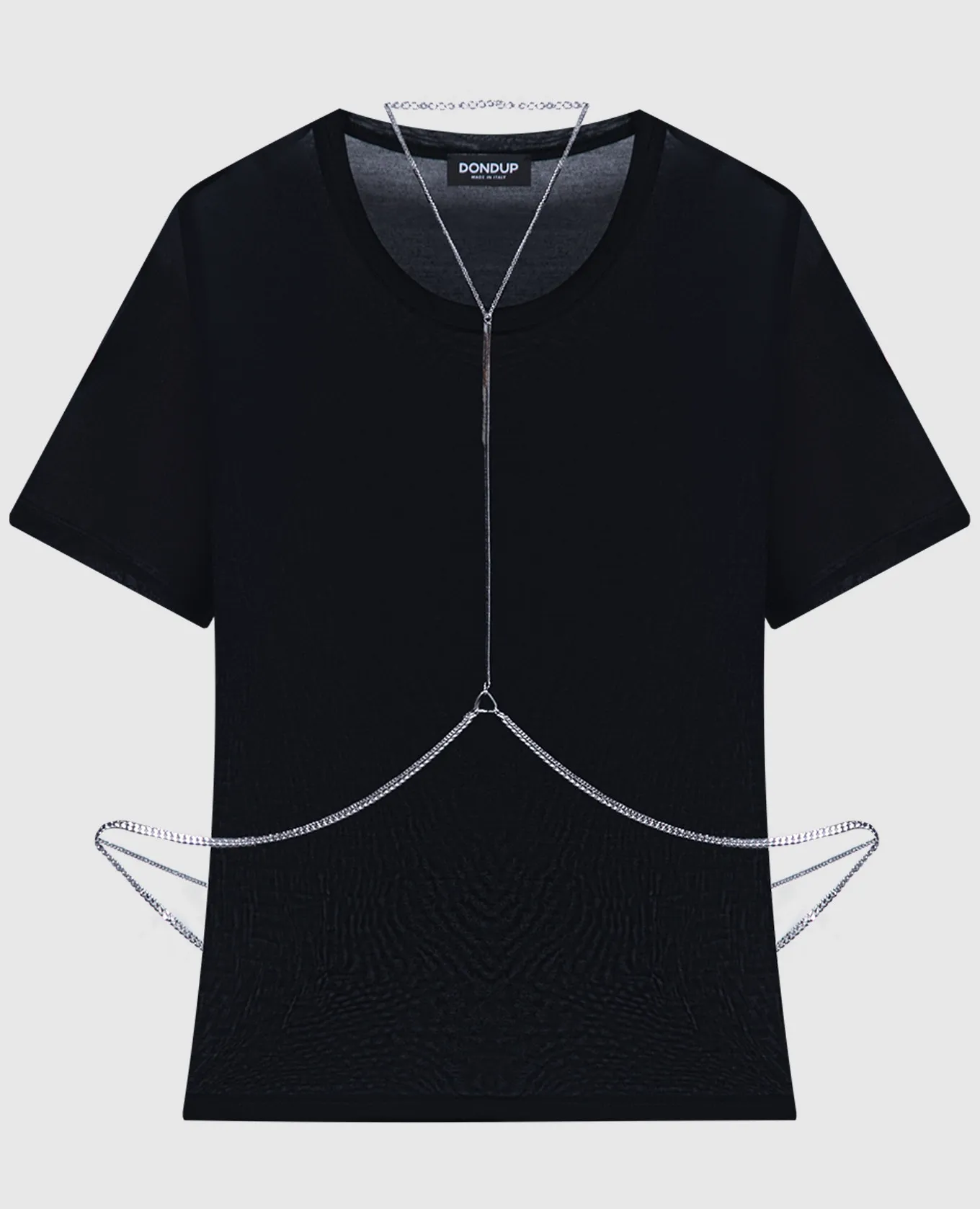 Dondup Maglietta nera con catena DS009JF0338DHI9