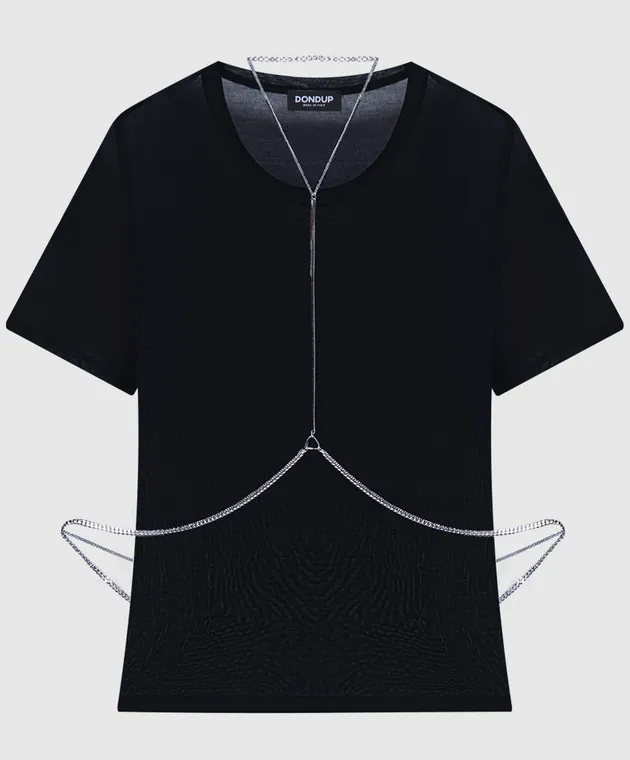 Dondup Maglietta nera con catena DS009JF0338DHI9