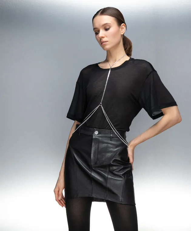 Dondup Maglietta nera con catena DS009JF0338DHI9