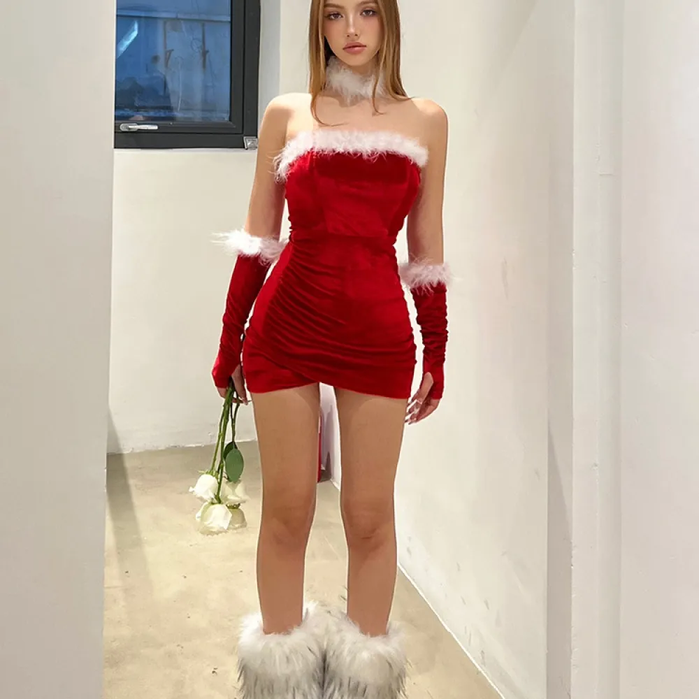 E abbigliamento 2023 Abito da donna con tracolla a una linea per atmosfera di Capodanno e Natale all'ingrosso