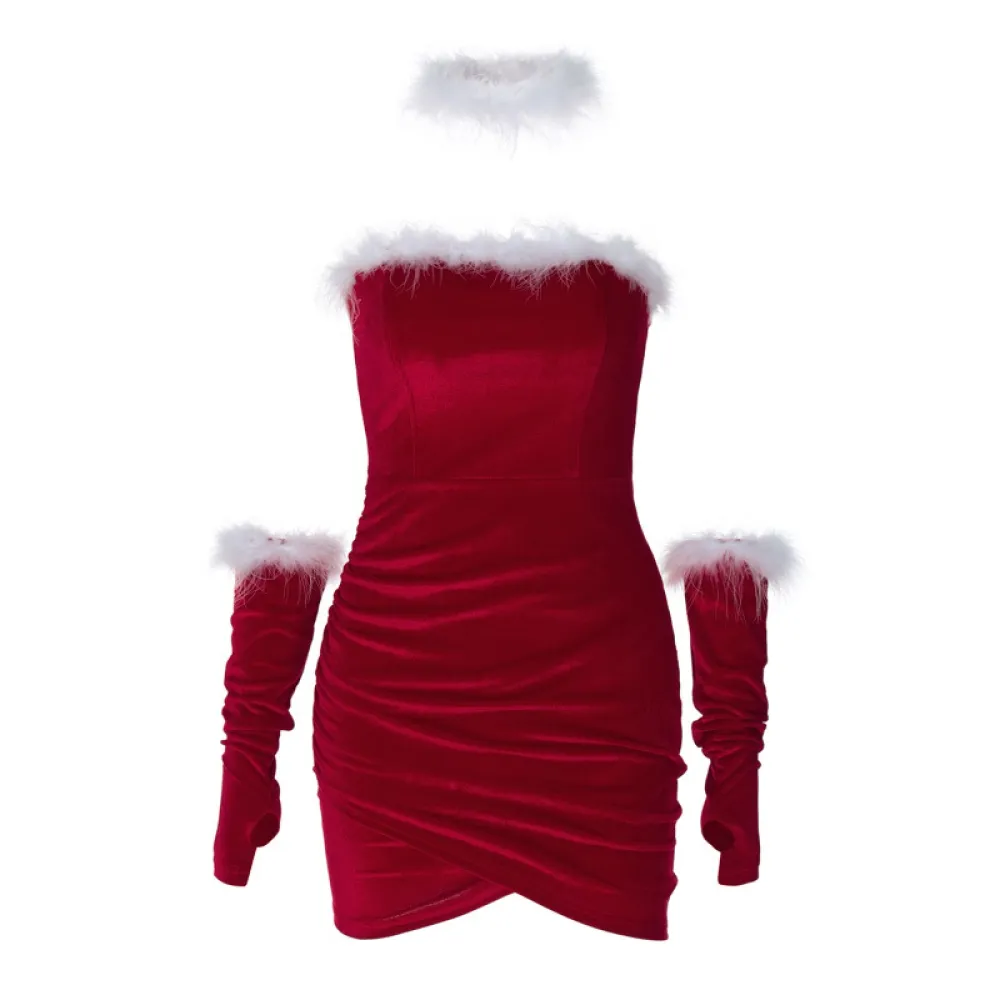 E abbigliamento 2023 Abito da donna con tracolla a una linea per atmosfera di Capodanno e Natale all'ingrosso