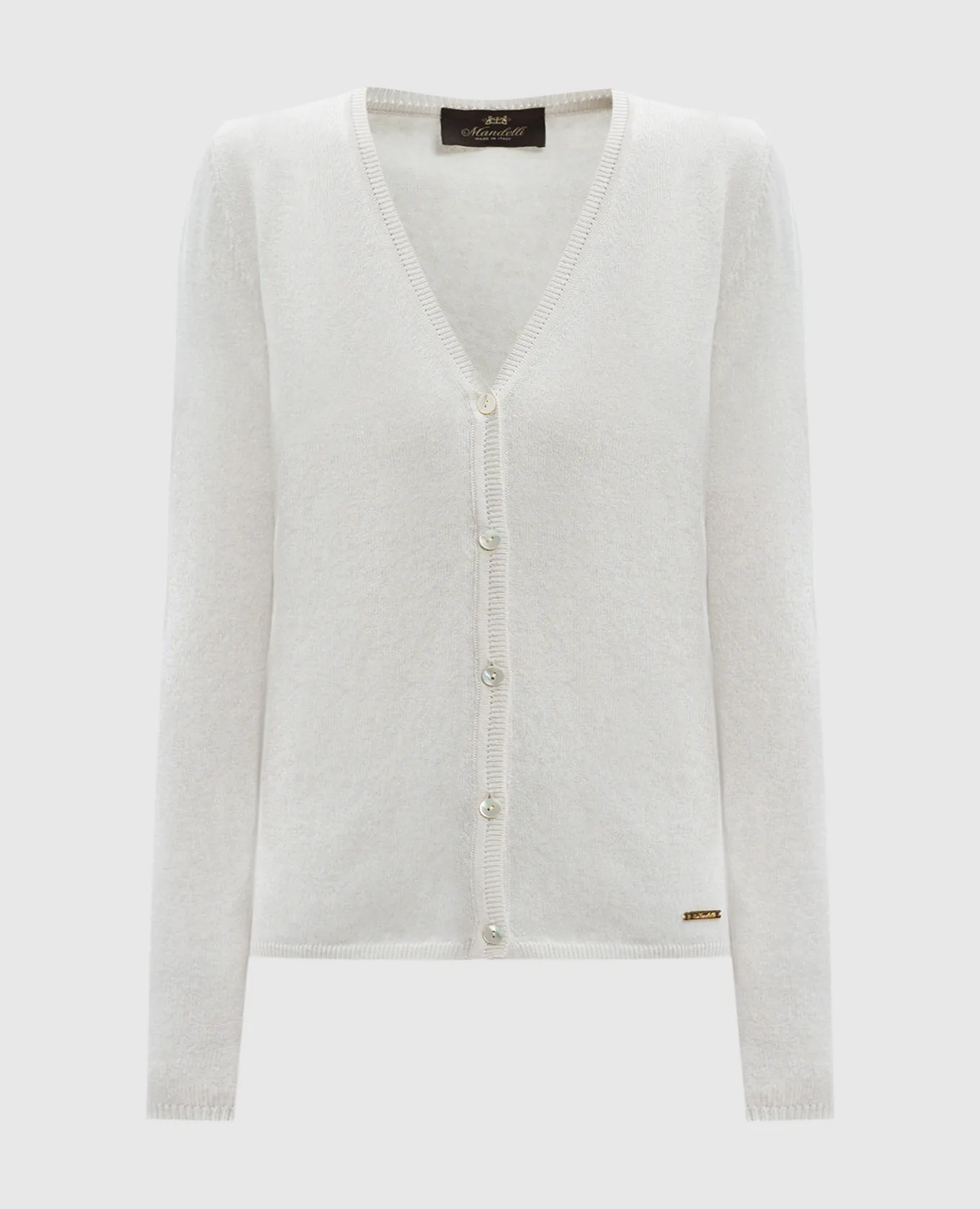 Enrico Mandelli Cardigan in cashmere bianco con logo A9KD725519