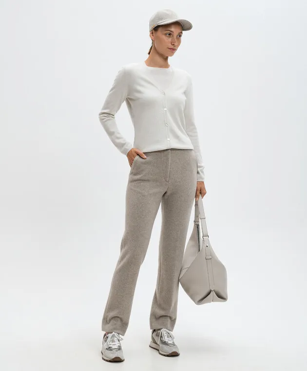 Enrico Mandelli Cardigan in cashmere bianco con logo A9KD725519