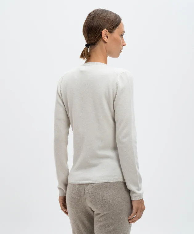 Enrico Mandelli Cardigan in cashmere bianco con logo A9KD725519