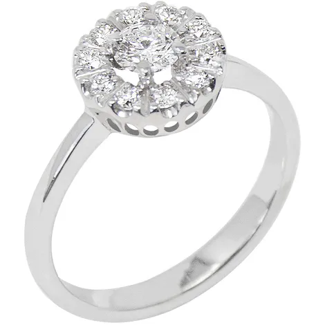 EUREKA Anello in oro 9KT bianco con diamanti