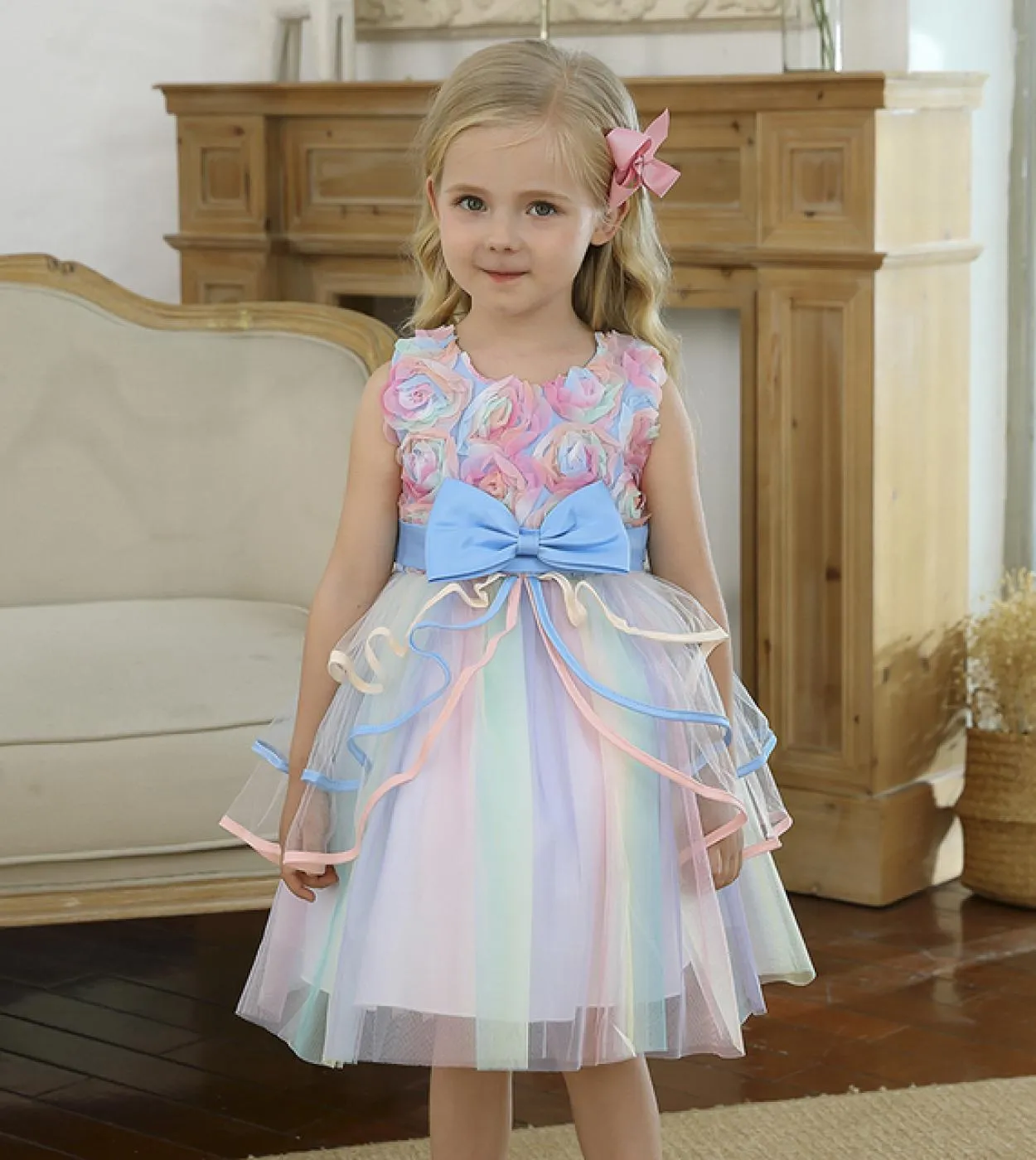 Fancy Girl Unicorn Dress Birthday Party Princess Dress Fluffy Tulle Flower Abito da sposa Costume di Halloween per bambini Bambi