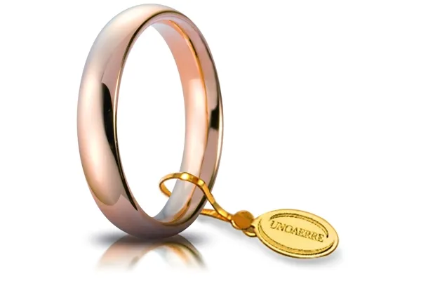Fede Nuziale UNOAERRE Comoda da 4 mm oro rosa 18kt