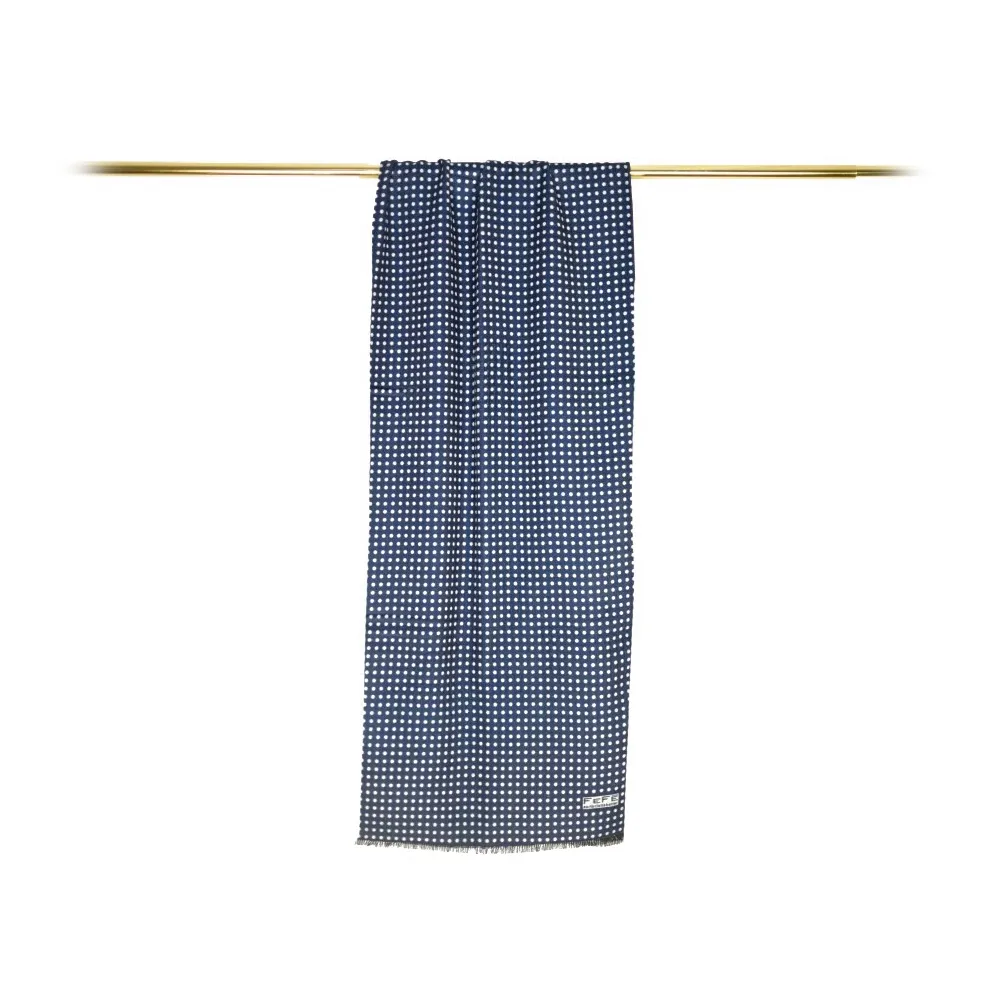 Fefè Napoli - Sciarpa Double Gentleman Pois Blu - Sciarpe e Foulard - Handmade in Italy - Luxury Exclusive Collection