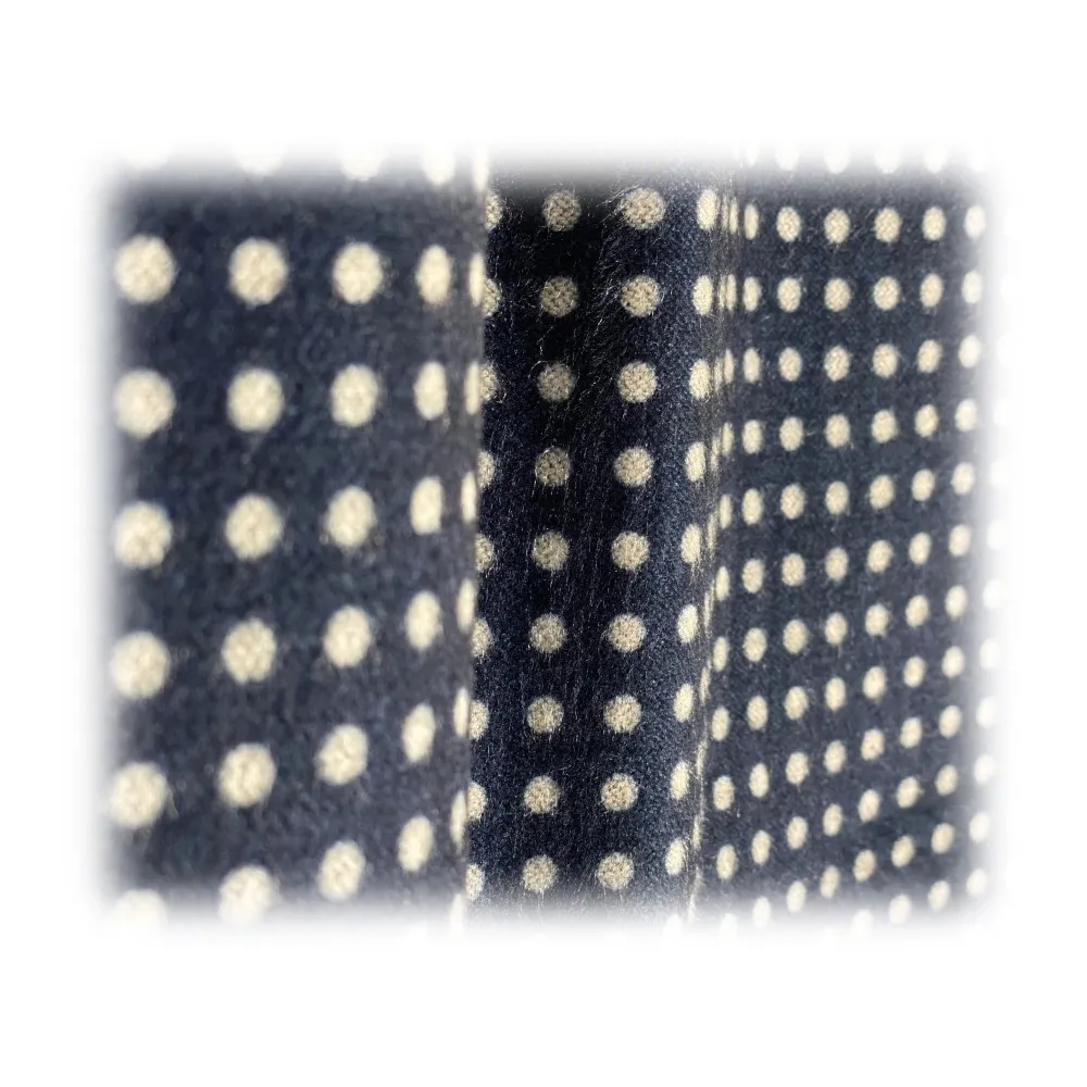 Fefè Napoli - Sciarpa Double Gentleman Pois Blu - Sciarpe e Foulard - Handmade in Italy - Luxury Exclusive Collection