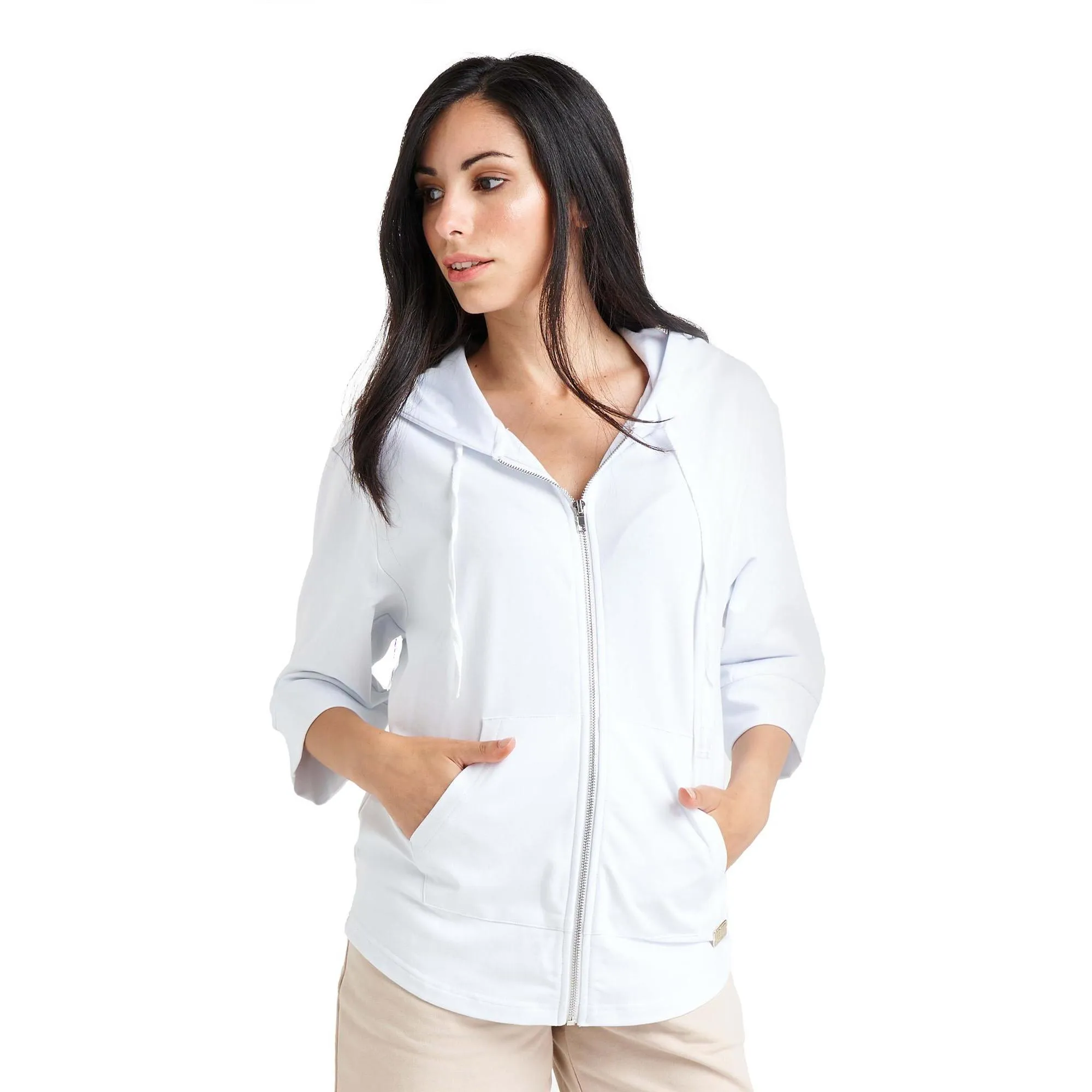 Felpa con cappuccio zip e maniche ¾ Chic Boxing