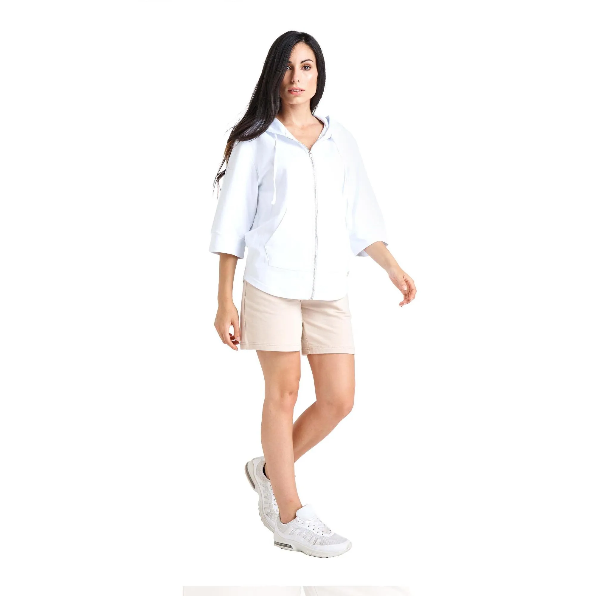 Felpa con cappuccio zip e maniche ¾ Chic Boxing