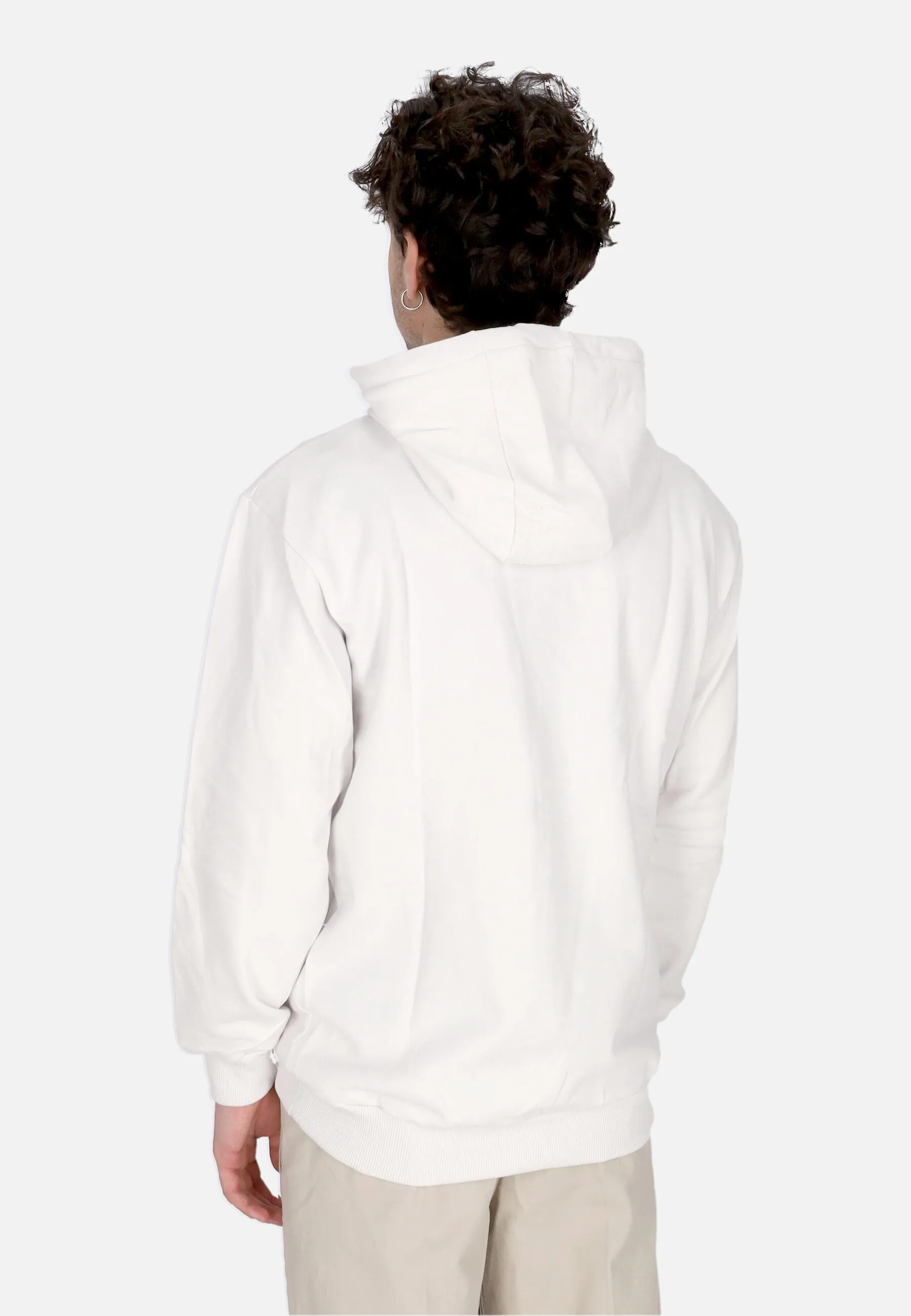 Felpa Leggera Cappuccio Uomo Graffiti Patch Hoodie White