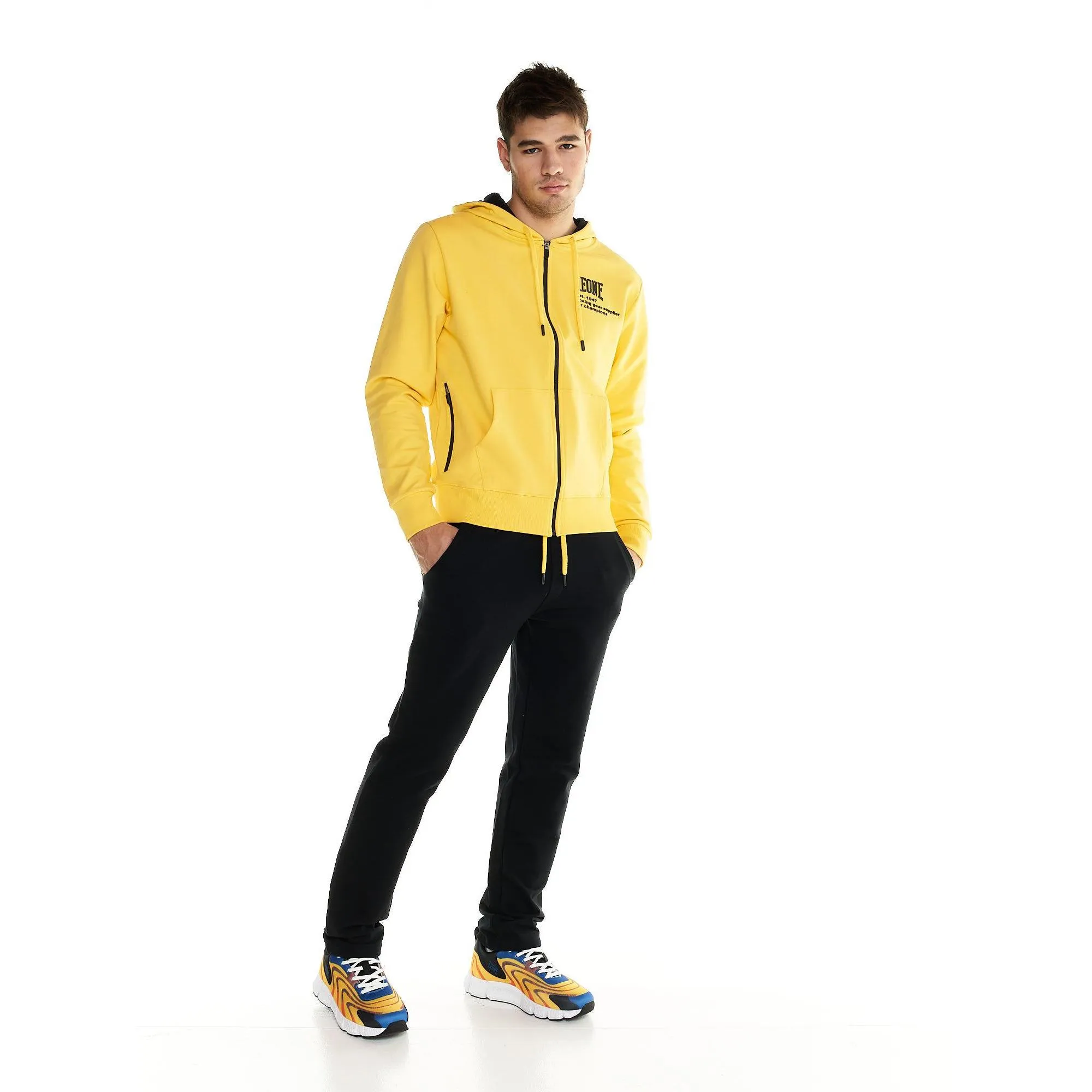 Felpa over Leone uomo con cappuccio e zip intera Active
