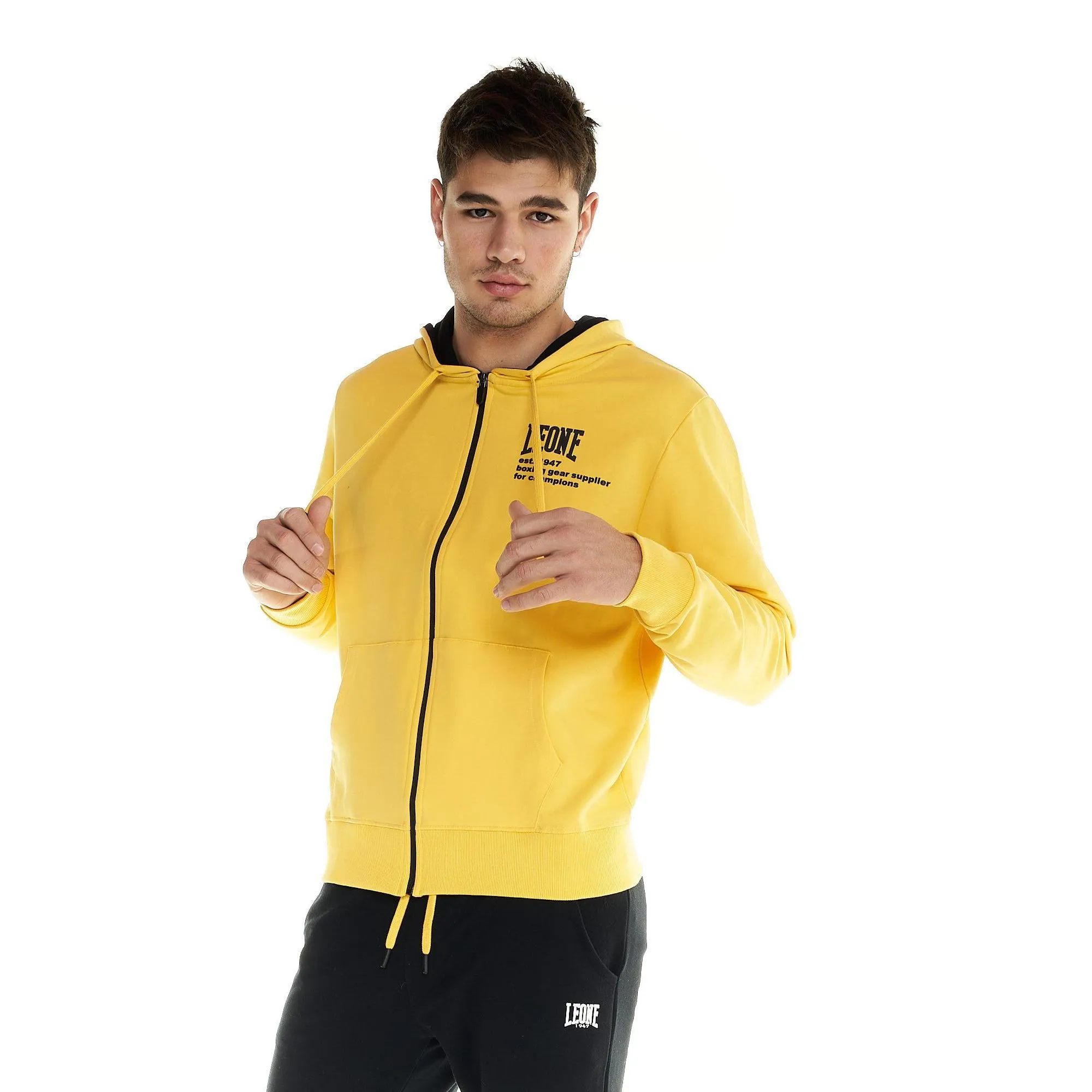 Felpa over Leone uomo con cappuccio e zip intera Active