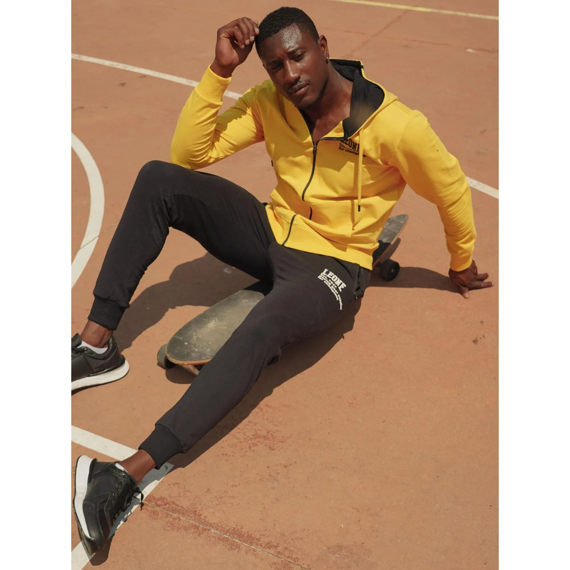 Felpa over Leone uomo con cappuccio e zip intera Active