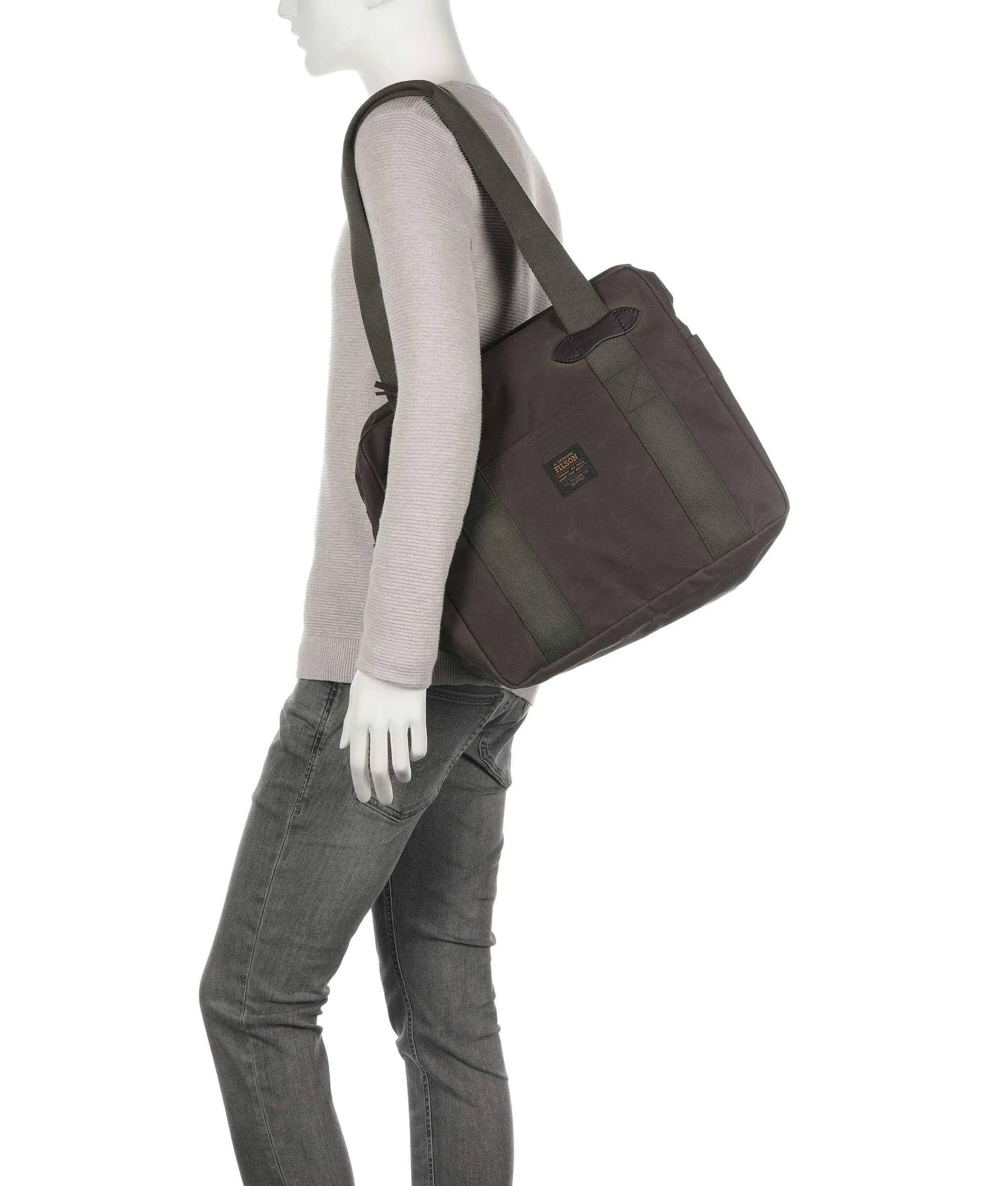  Filson Tin Cloth Borsa a spalla cotone verde-oliva  
