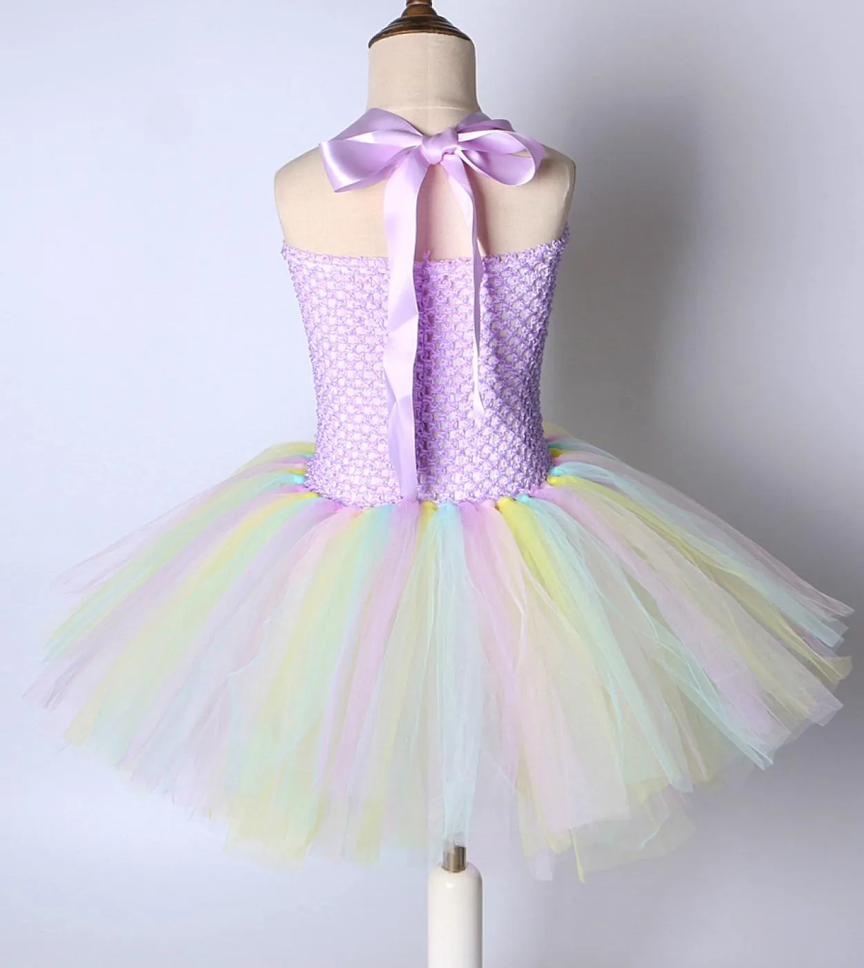 Flower Girl Fairy Tutu Dress With Wing Princess Birthday Costume for Kids Pastel Macaron Abiti Girls Halloween Carniva