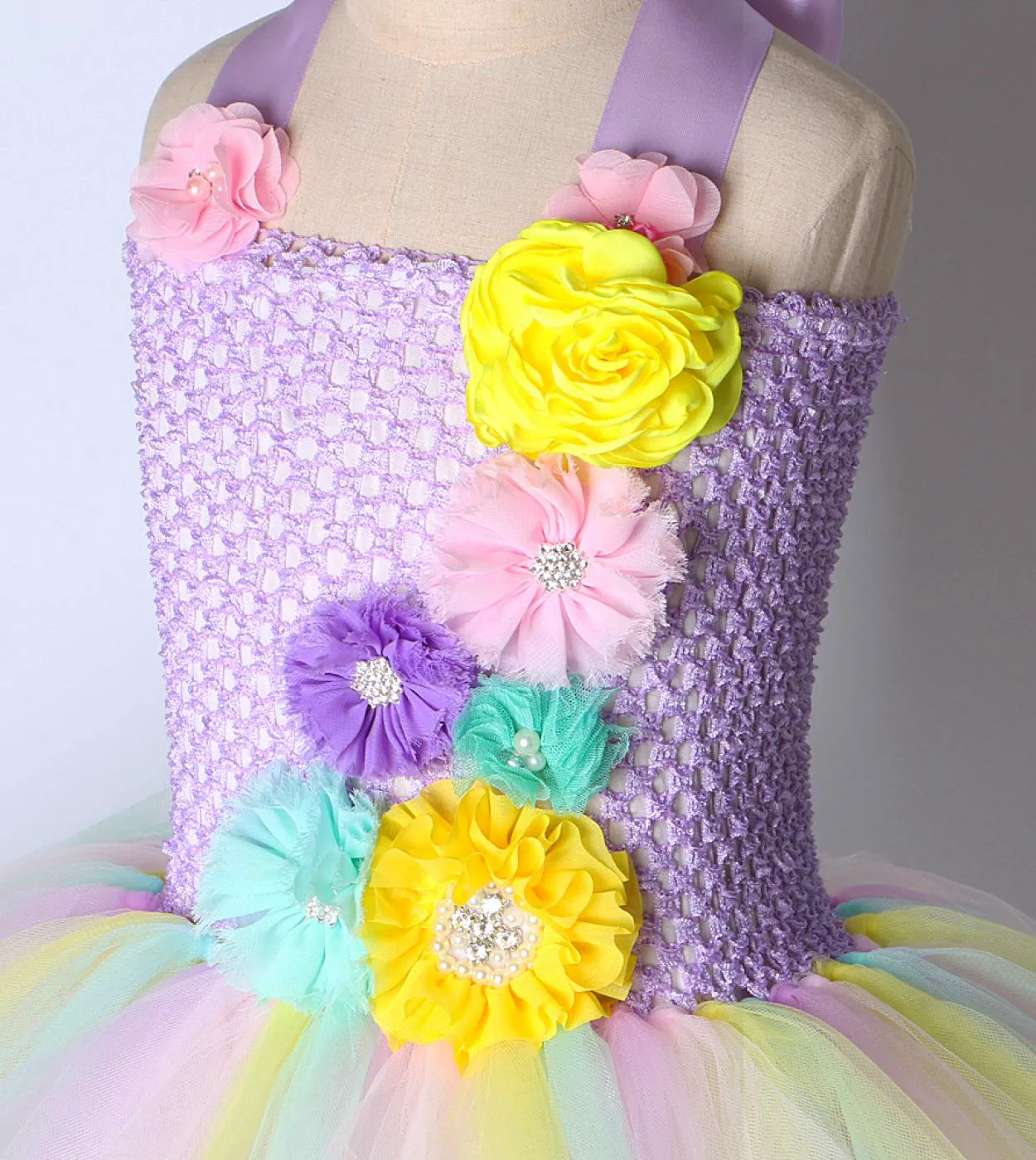 Flower Girl Fairy Tutu Dress With Wing Princess Birthday Costume for Kids Pastel Macaron Abiti Girls Halloween Carniva