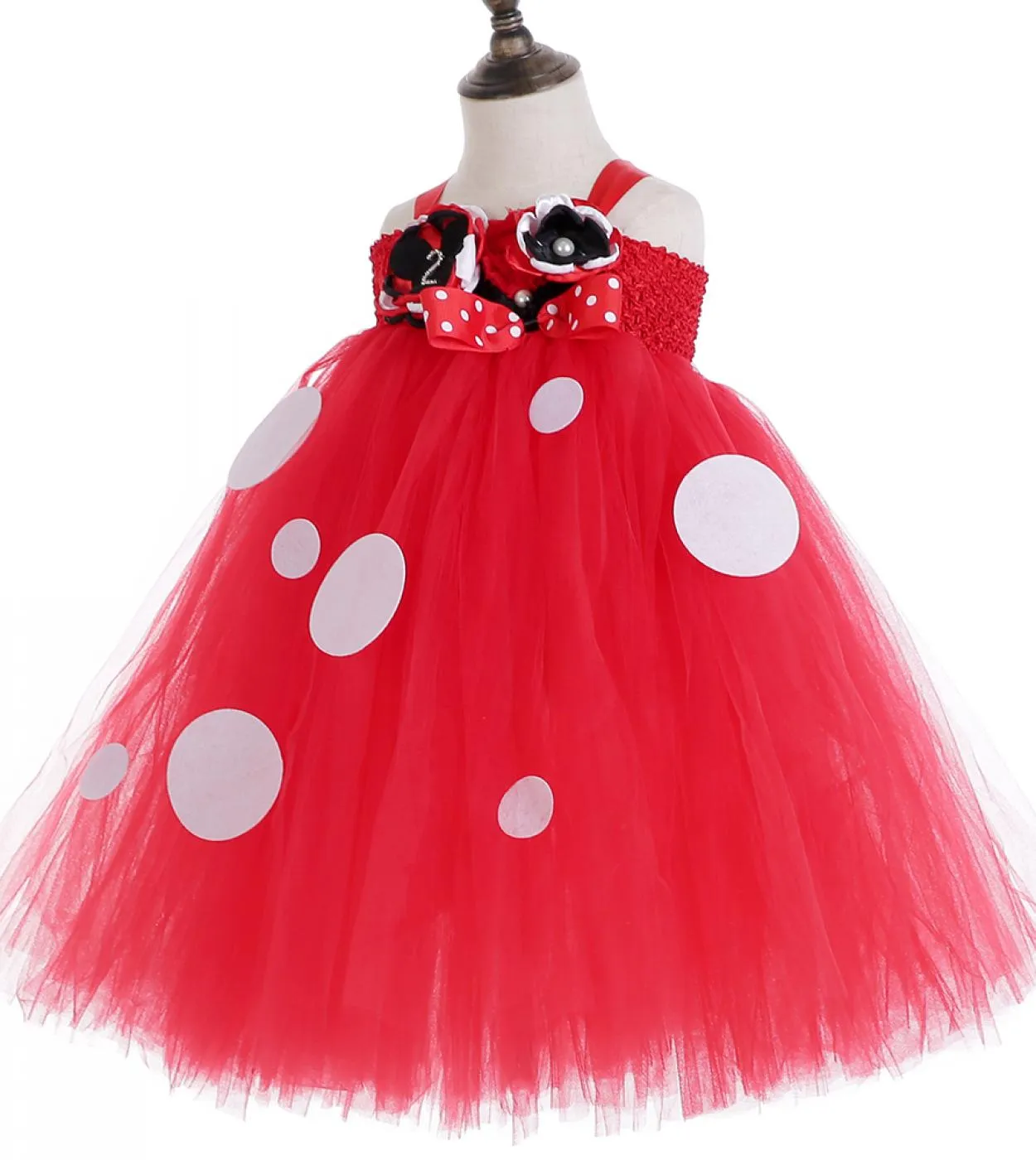 Flower Girl Minnie Abiti per bambini Compleanno Costume di Halloween Neonate Abito lungo tutu con fiocco Fascia per bambini Clo
