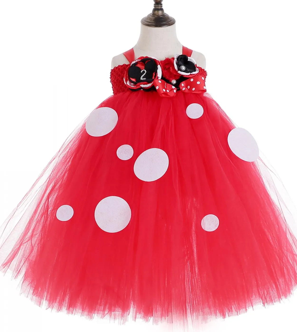 Flower Girl Minnie Abiti per bambini Compleanno Costume di Halloween Neonate Abito lungo tutu con fiocco Fascia per bambini Clo