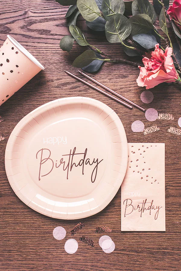 Gagliardetti 80° compleanno rosa oro 6m elegant blush