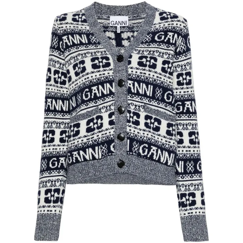 Ganni Logo Wool Mix Cardigan K2093