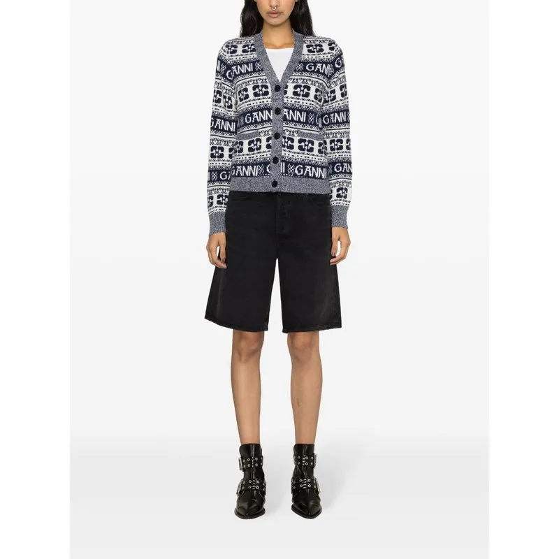 Ganni Logo Wool Mix Cardigan K2093