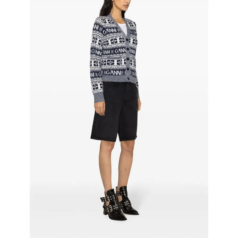 Ganni Logo Wool Mix Cardigan K2093