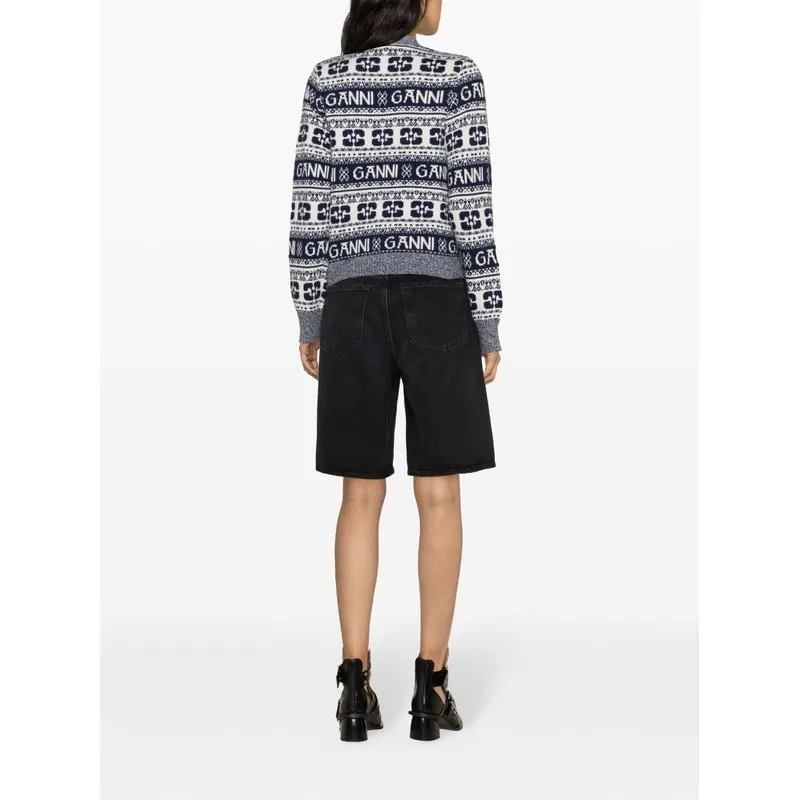Ganni Logo Wool Mix Cardigan K2093