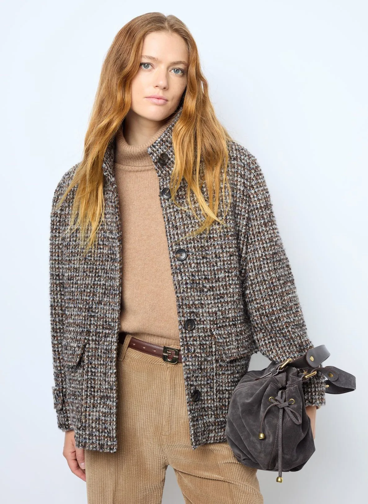  GERARD DAREL   LEONTINE - Cappotto diritto effetto tweed | Marrone