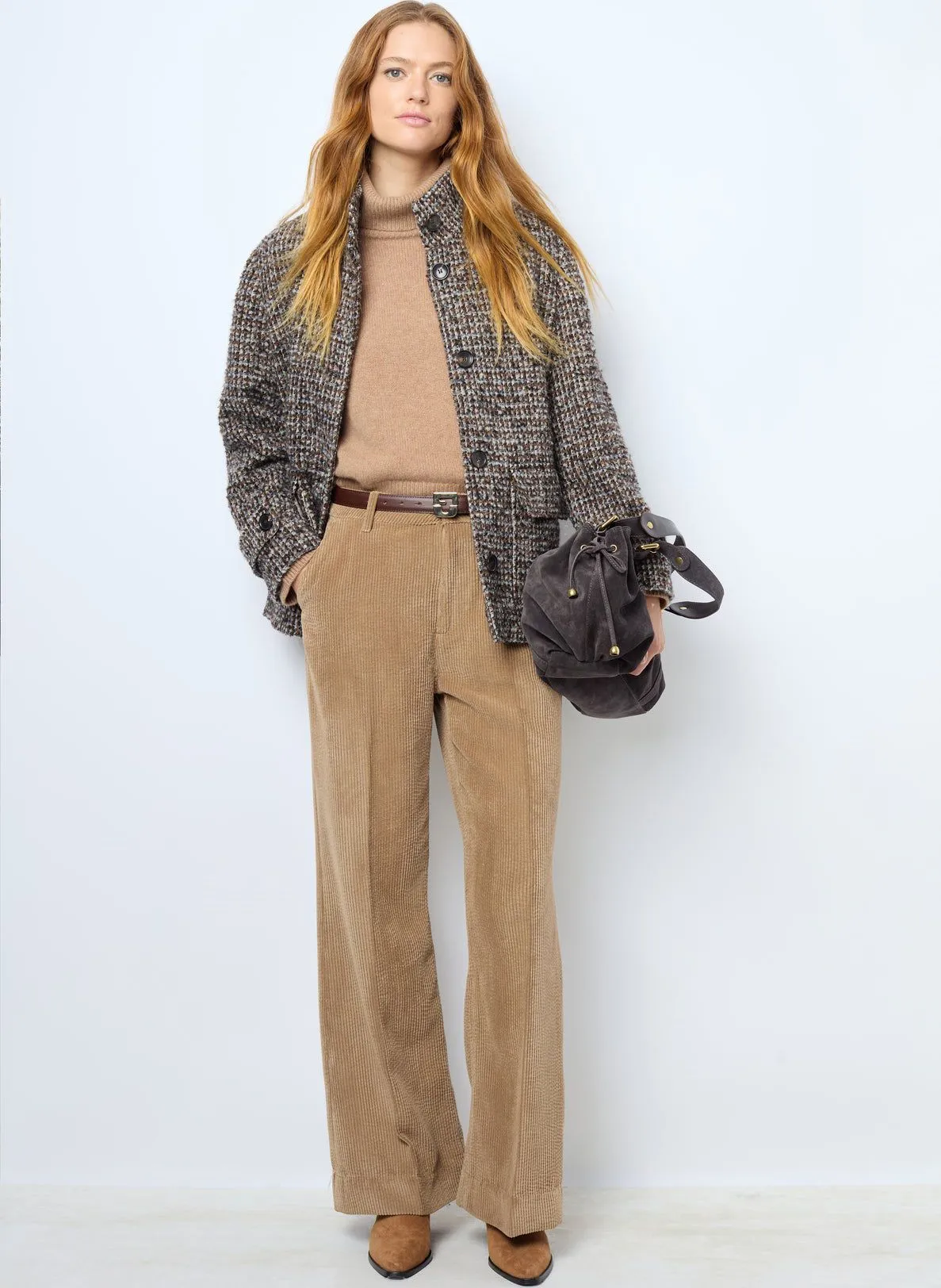  GERARD DAREL   LEONTINE - Cappotto diritto effetto tweed | Marrone