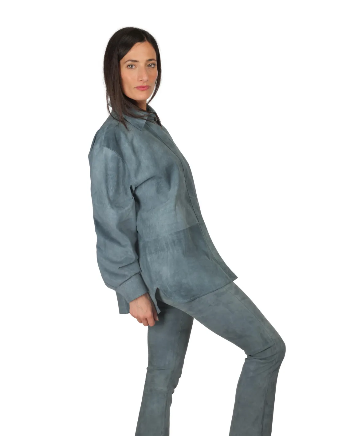 Giacca Camicia in Pelle Arma - Sofia Capri Blue
