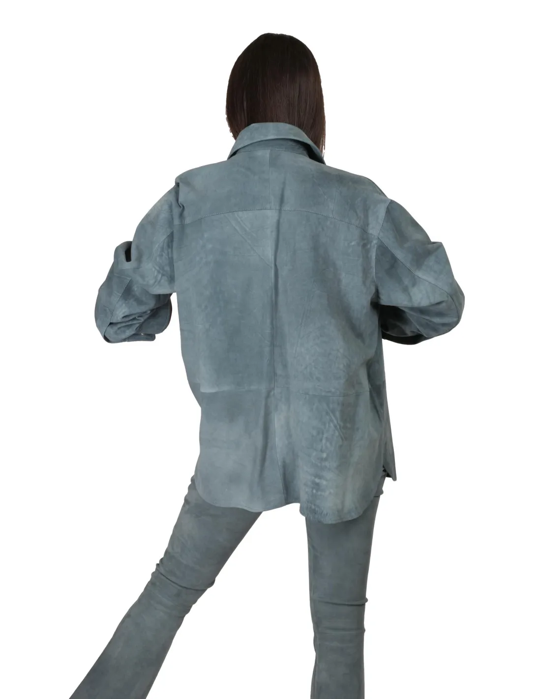Giacca Camicia in Pelle Arma - Sofia Capri Blue