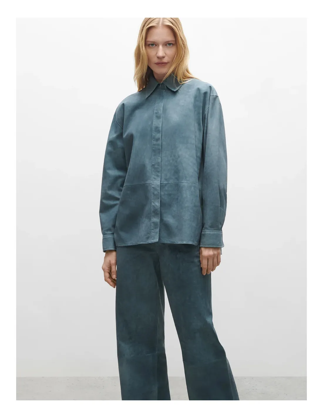 Giacca Camicia in Pelle Arma - Sofia Capri Blue