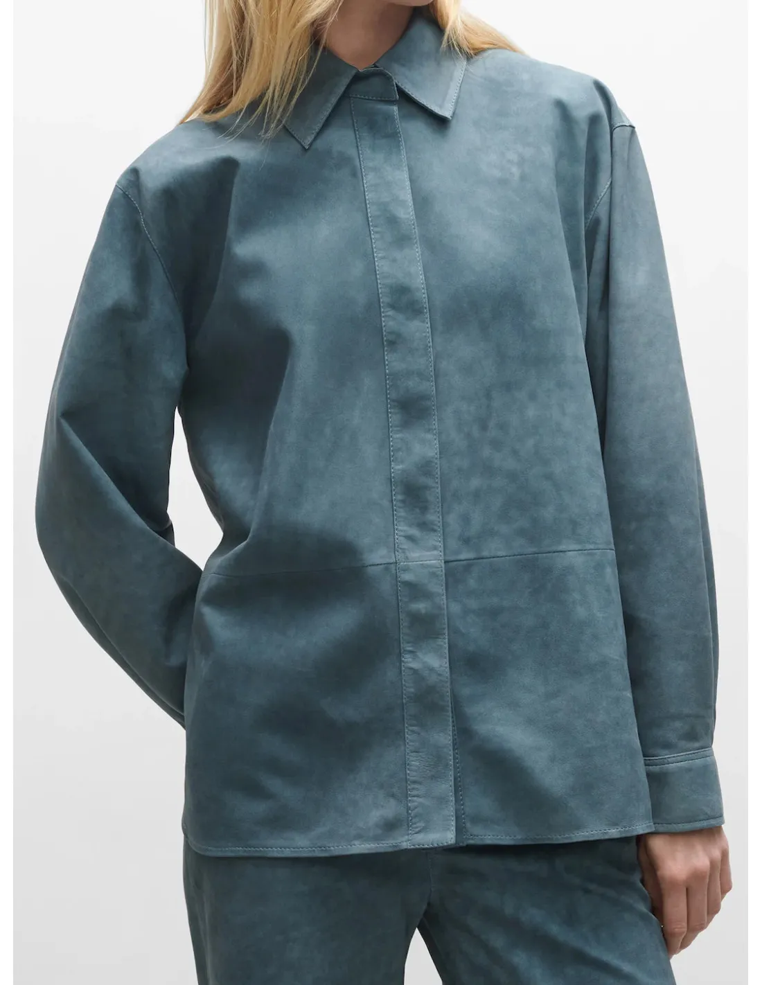 Giacca Camicia in Pelle Arma - Sofia Capri Blue