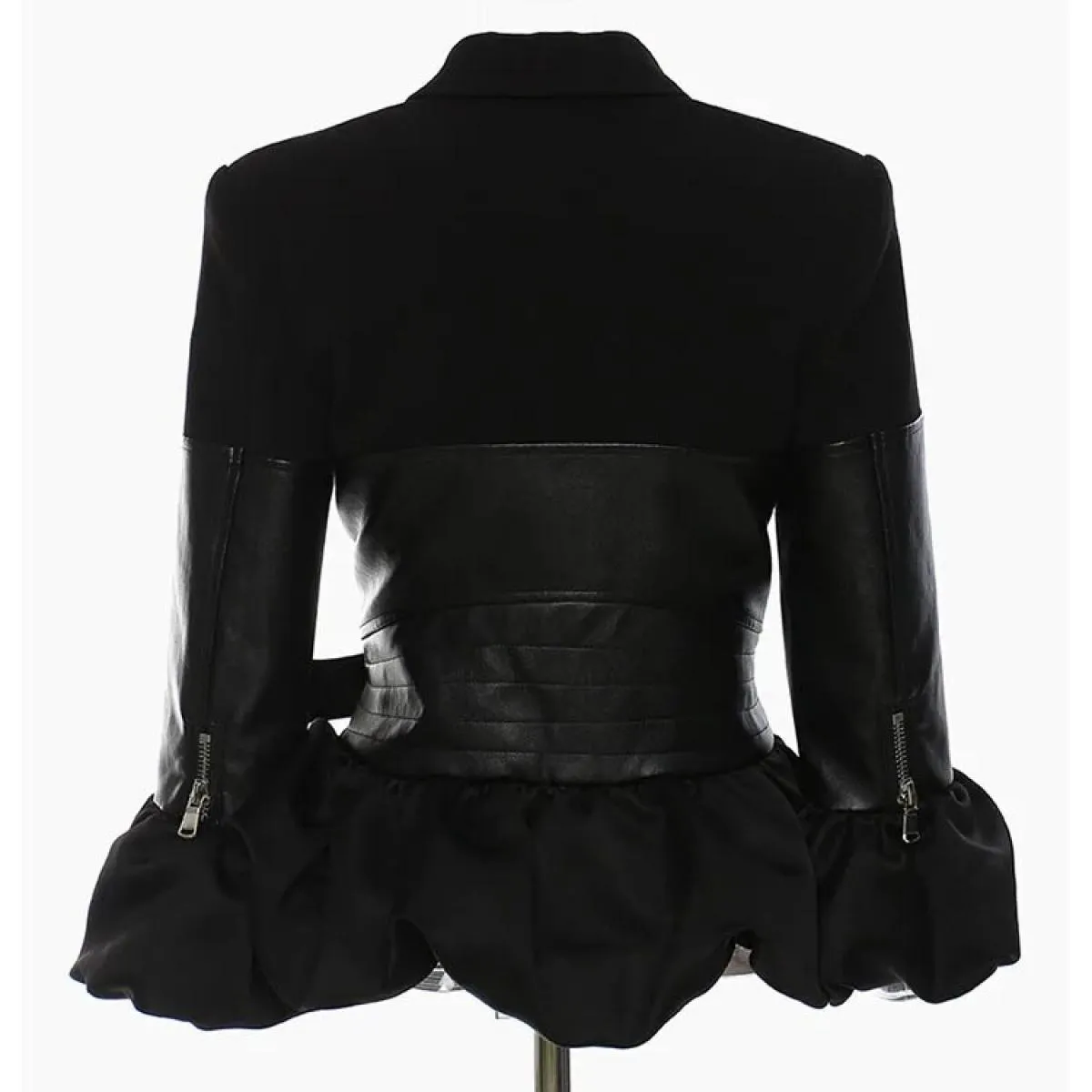 Giacca da motociclista patchwork con volant da donna High Street New Fashion 2023 Designer Jacket