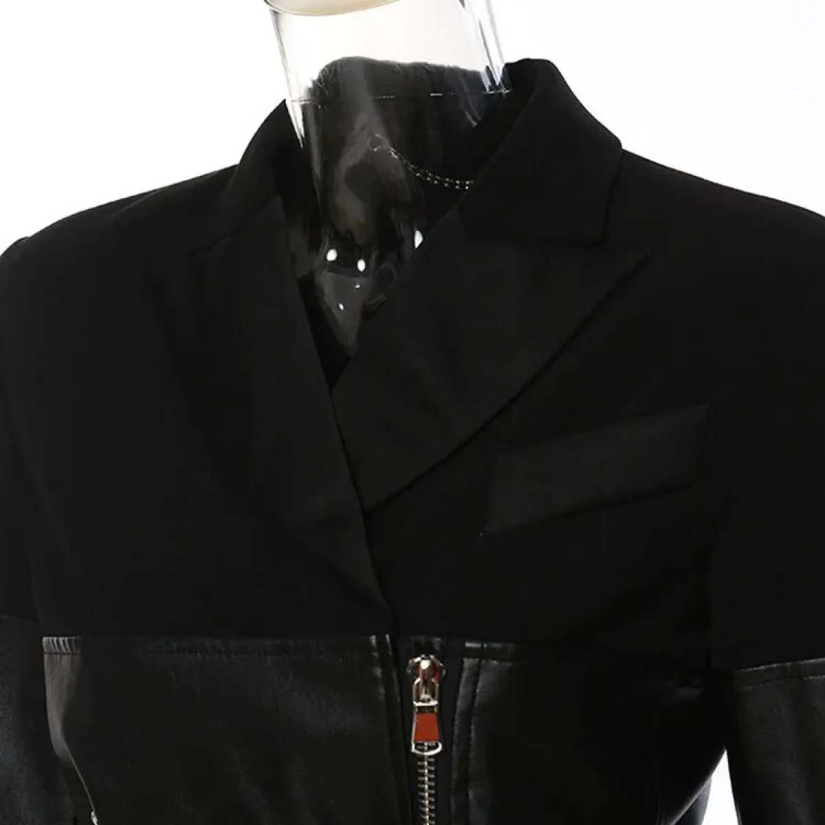 Giacca da motociclista patchwork con volant da donna High Street New Fashion 2023 Designer Jacket