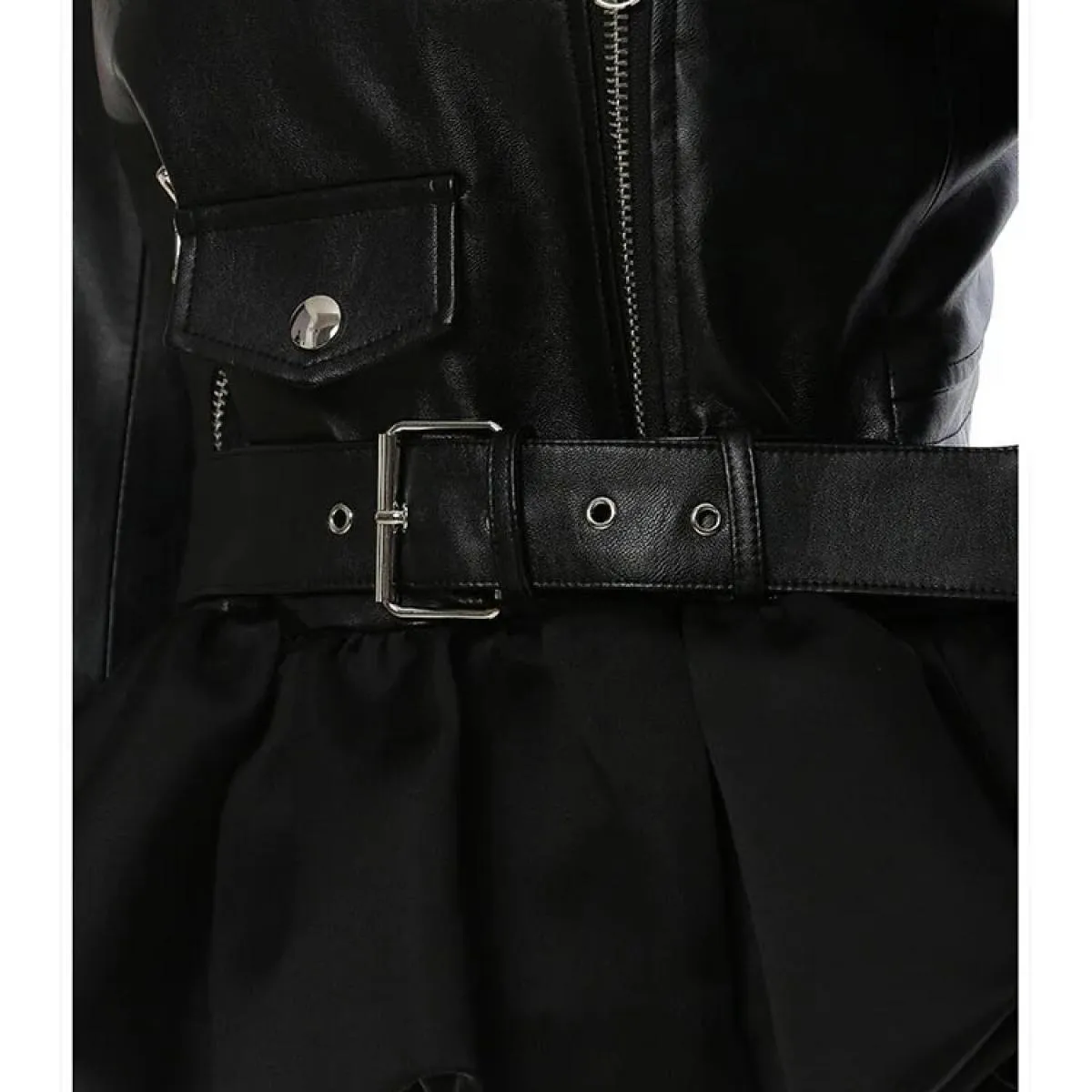 Giacca da motociclista patchwork con volant da donna High Street New Fashion 2023 Designer Jacket