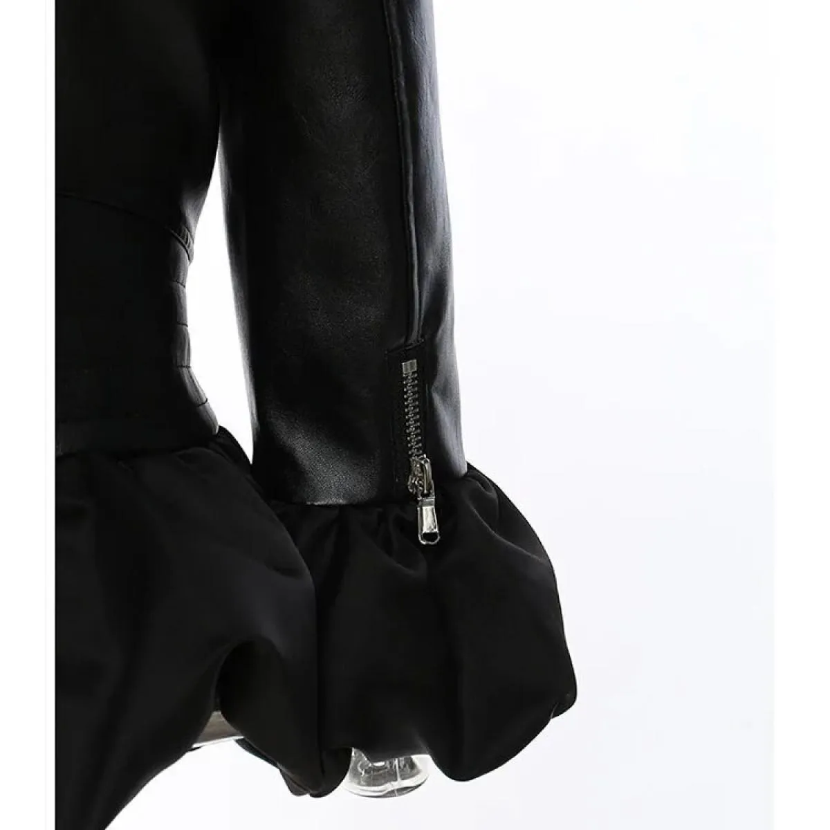 Giacca da motociclista patchwork con volant da donna High Street New Fashion 2023 Designer Jacket