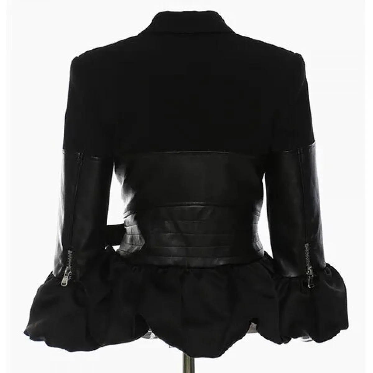 Giacca da motociclista patchwork con volant da donna High Street New Fashion 2023 Designer Jacket