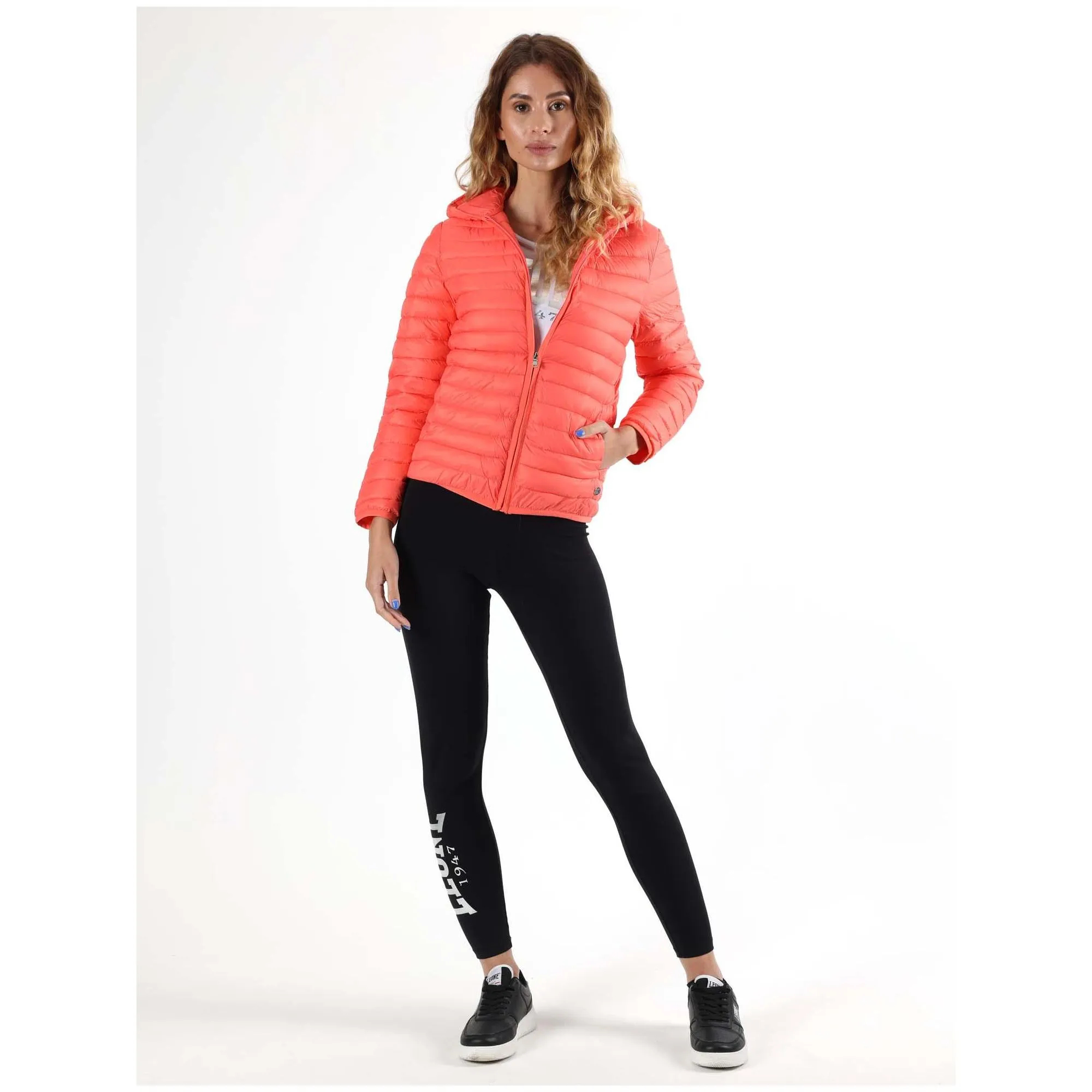 Giacca primaverile da donna con cappuccio e zip Leone Basic