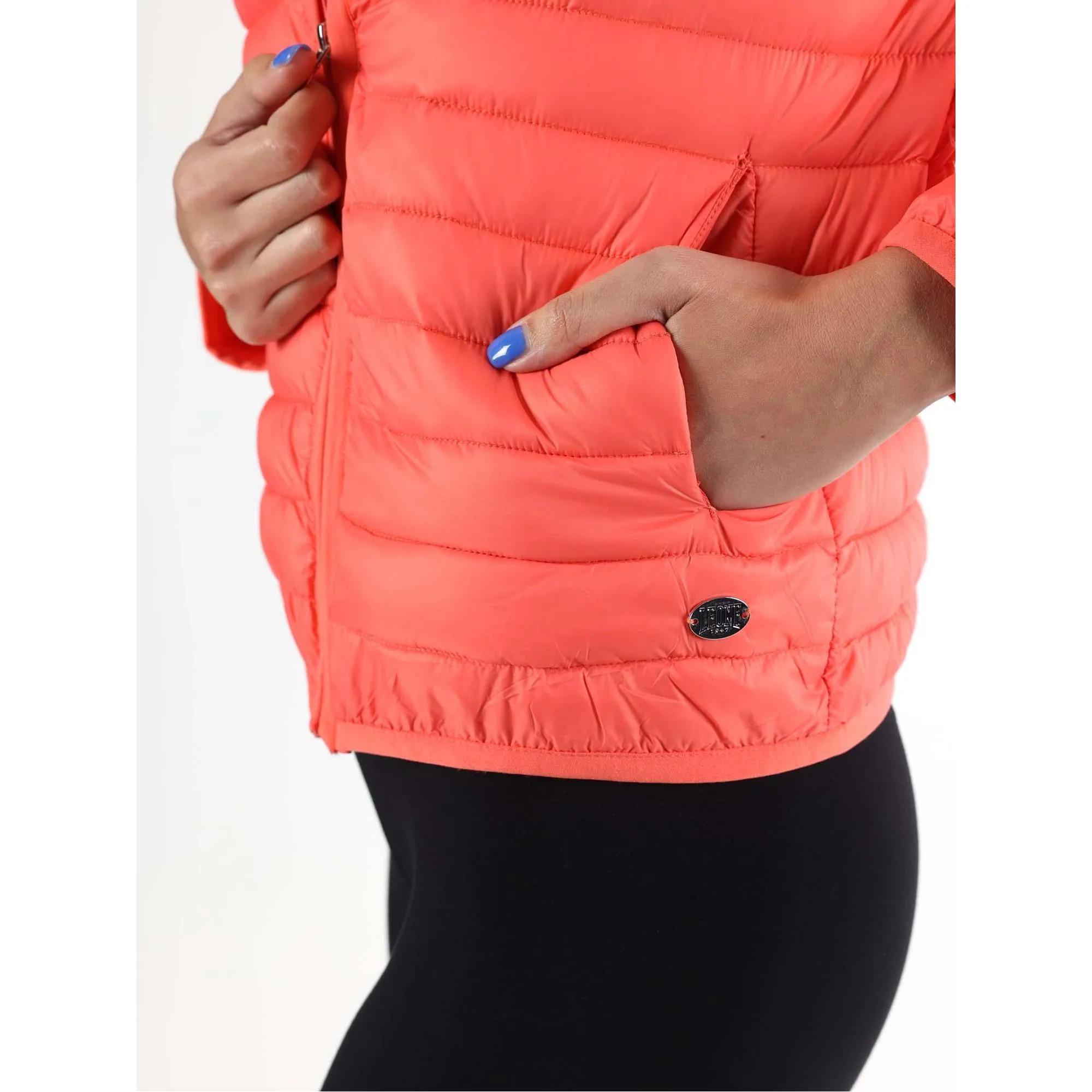 Giacca primaverile da donna con cappuccio e zip Leone Basic