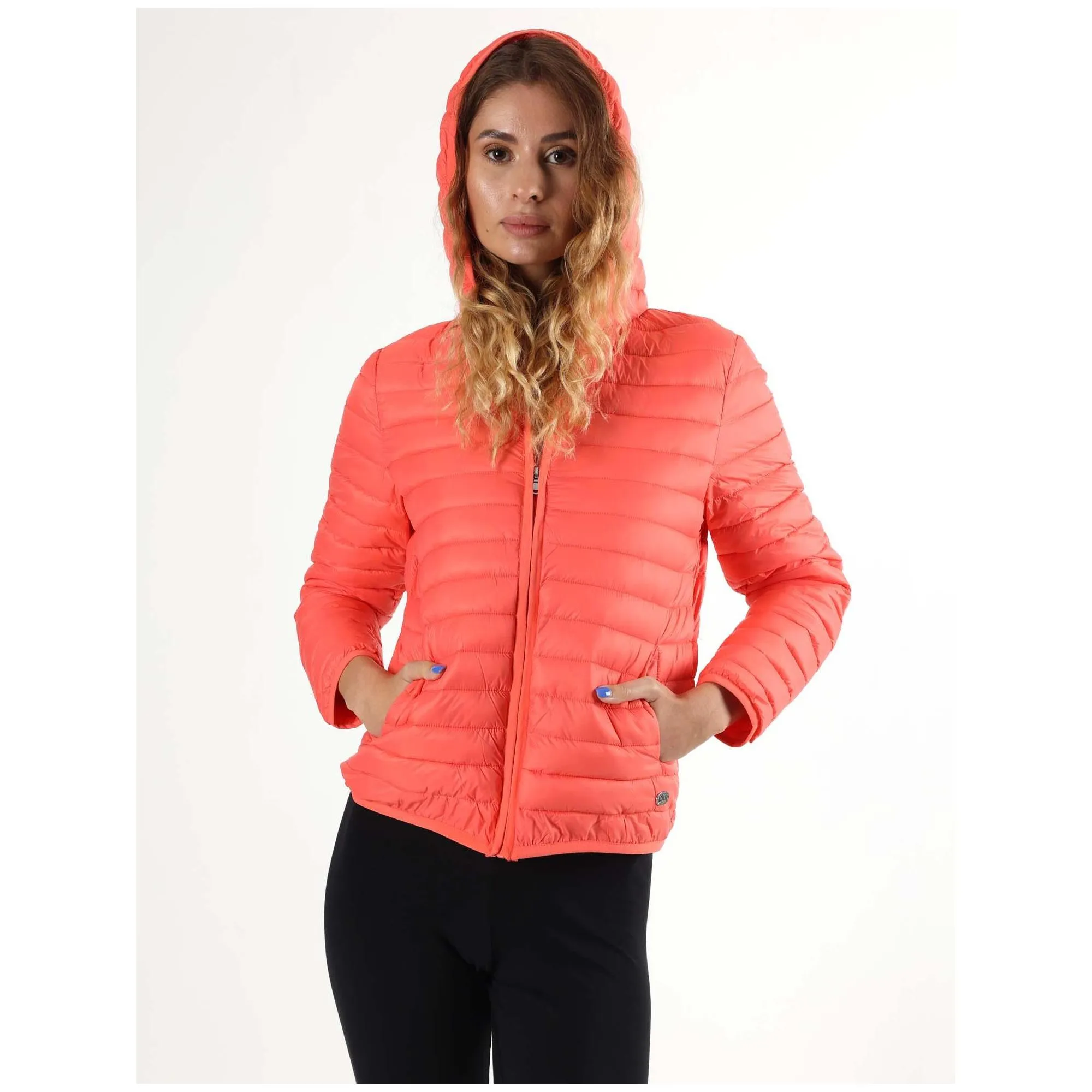 Giacca primaverile da donna con cappuccio e zip Leone Basic